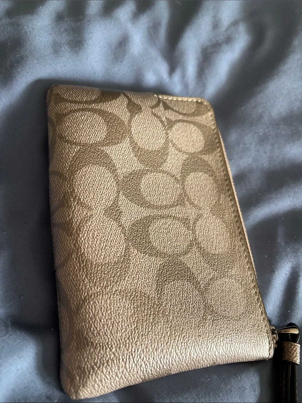Coach Metallic Brown Signature Wristlet